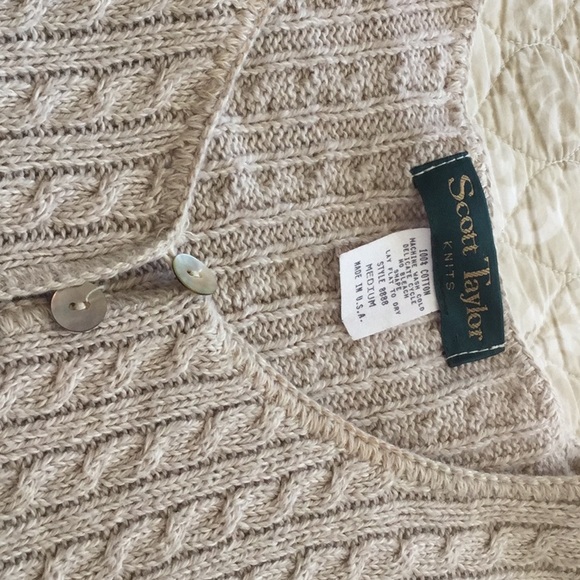 SCOTT TAYLOR Knit Sweater Vest MotherPearl buttons - Picture 4 of 8